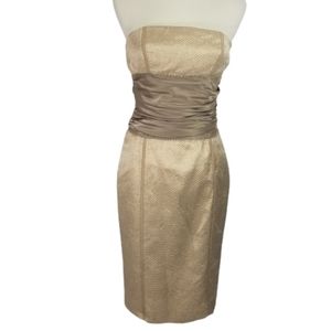 Iceberg Gold Metallic honeycomb strapless dress M